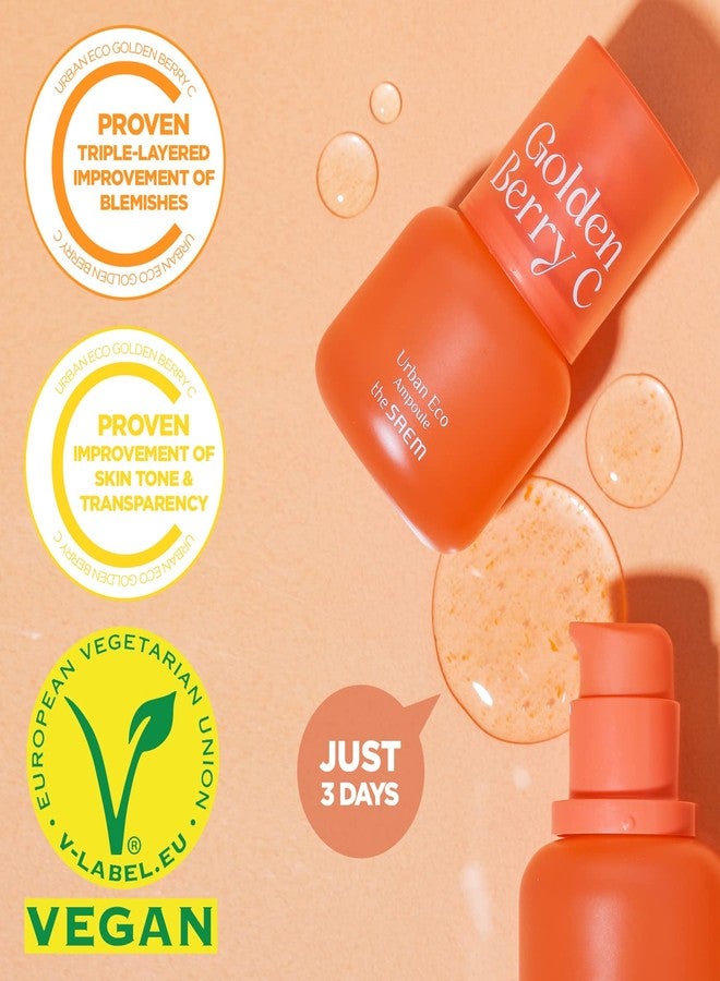 ذا سيم THESAEM Urban Eco Golden Berry C Ampoule - سيروم فيتامين للوجه بخلاصة التوت الذهبي البيروفي - توحيد لون البشرة، العناية بالعيوب، ترطيب - منتجات العناية بالبشرة الكورية النباتية للبشرة الباهتة، 1.01 أونصة سائلة. - Image 3